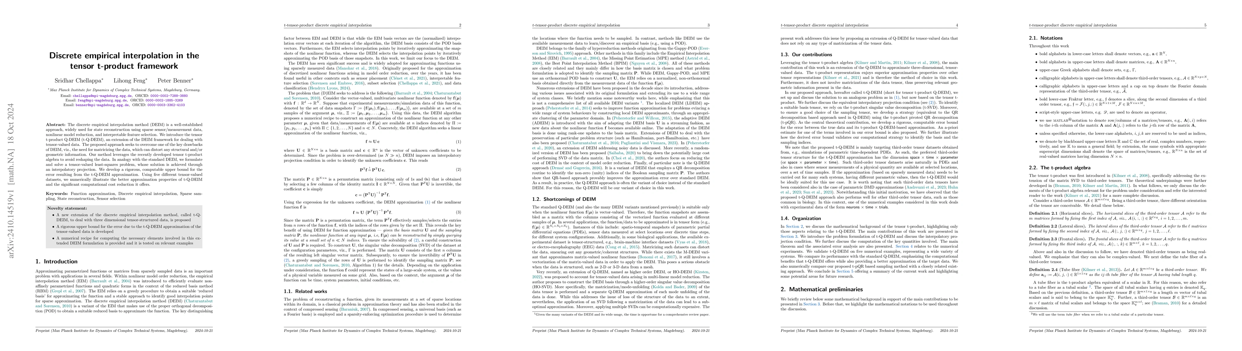 Thumbnail for Discrete empirical interpolation in the tensor t-product framework