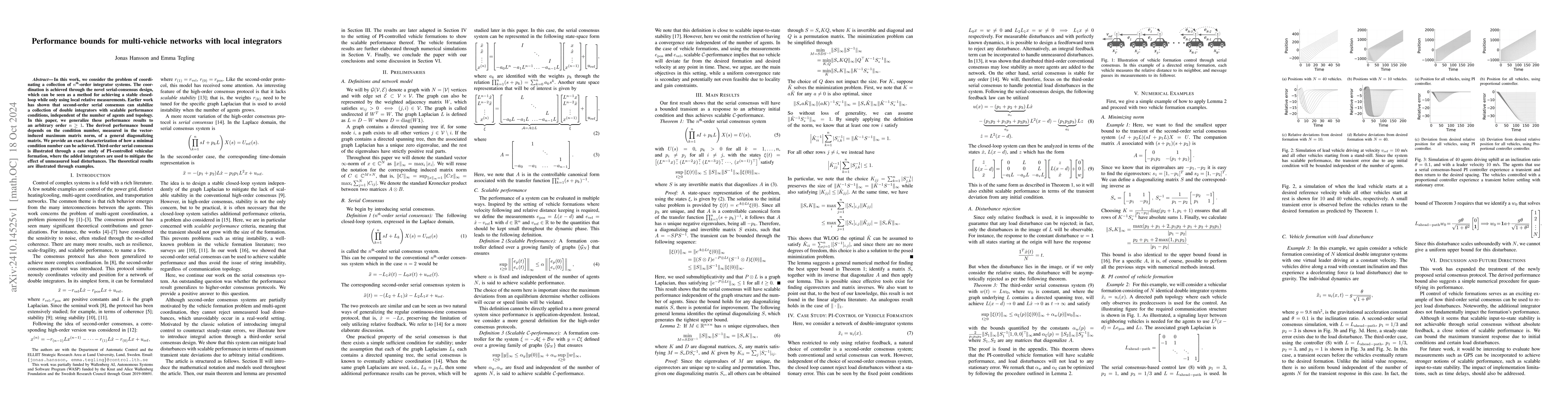 Thumbnail for Performance bounds for multi-vehicle networks with local integrators