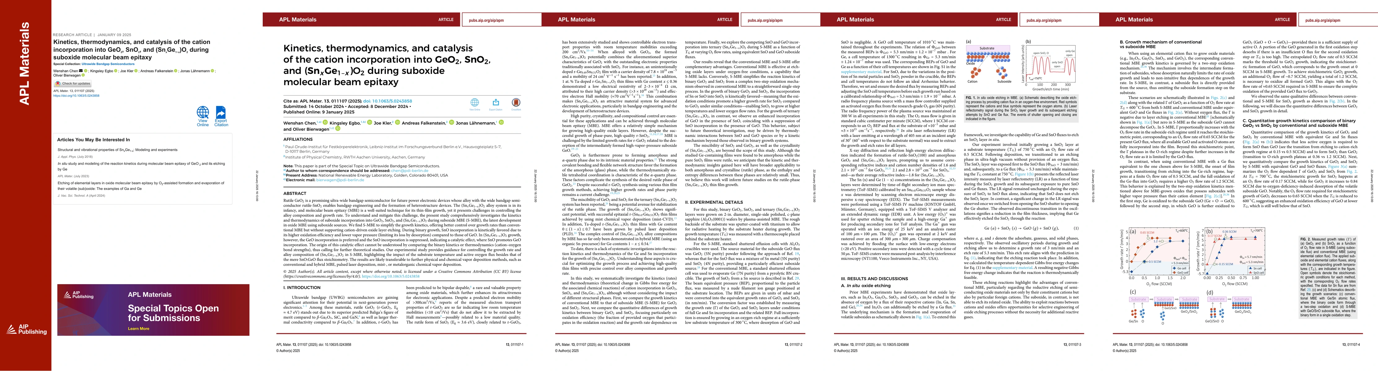 Thumbnail for Kinetics, thermodynamics, and catalysis of the cation incorporation into
  GeO$_2$, SnO$_2$, and (Sn$_x$Ge$_{1-x}$)O$_2$ during suboxide molecular beam
  epitaxy