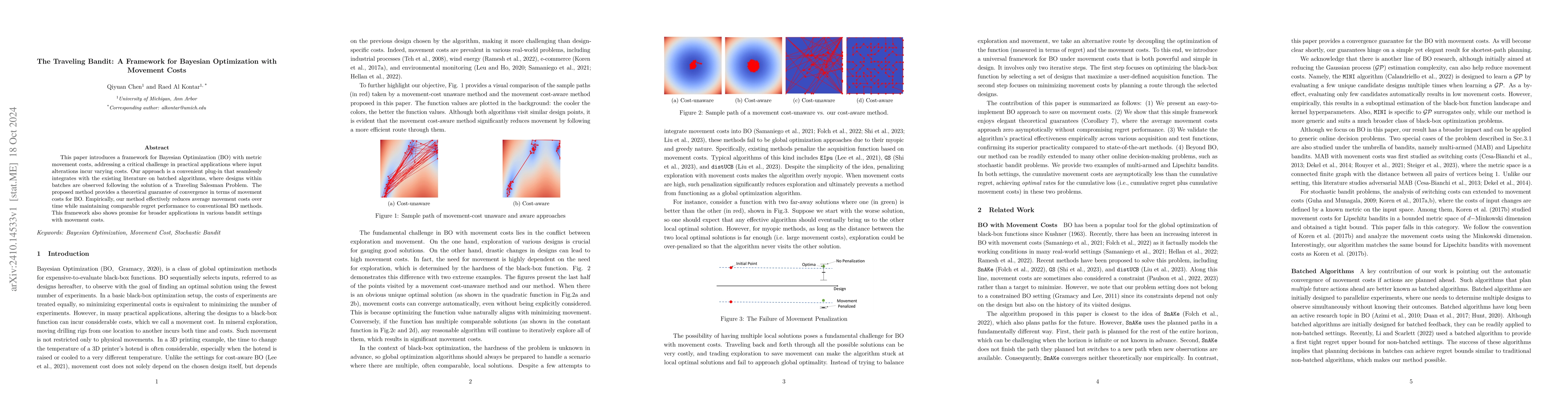 Thumbnail for The Traveling Bandit: A Framework for Bayesian Optimization with
  Movement Costs