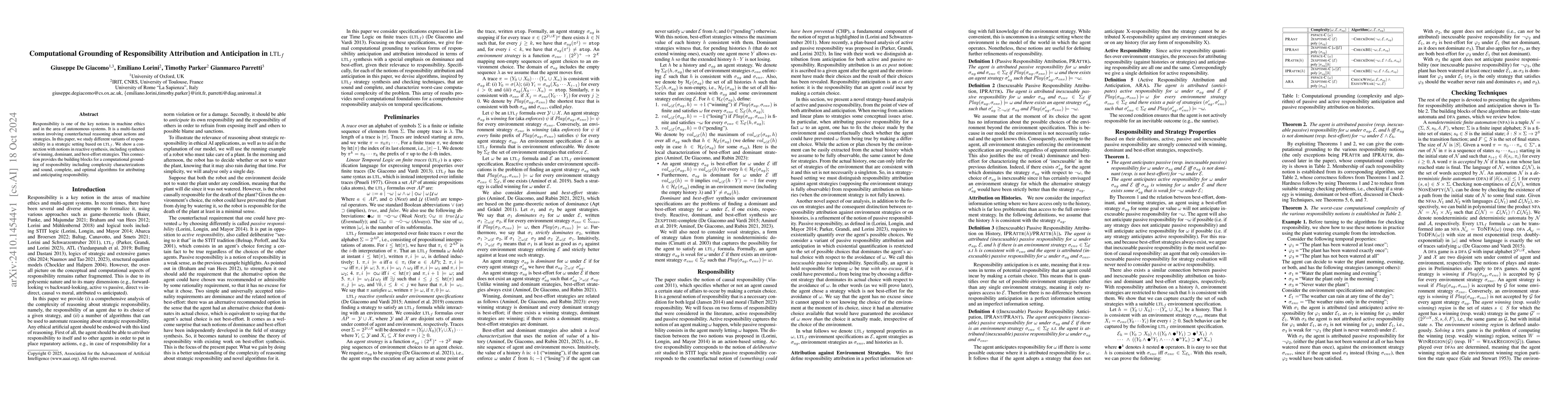 Thumbnail for Computational Grounding of Responsibility Attribution and Anticipation
  in LTLf