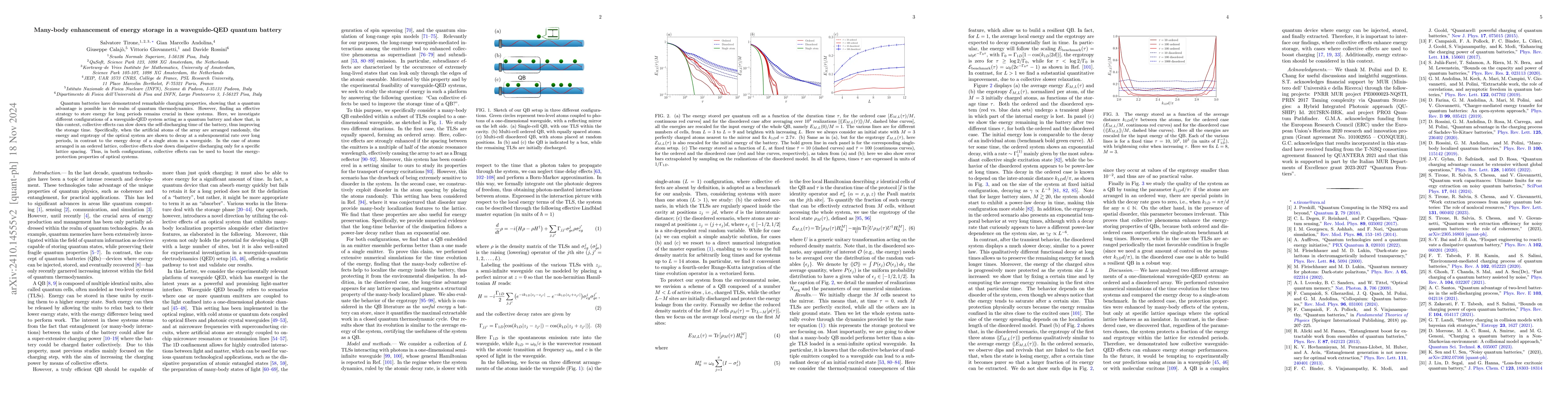 Thumbnail for Many-body enhancement of energy storage in a waveguide-QED quantum
  battery