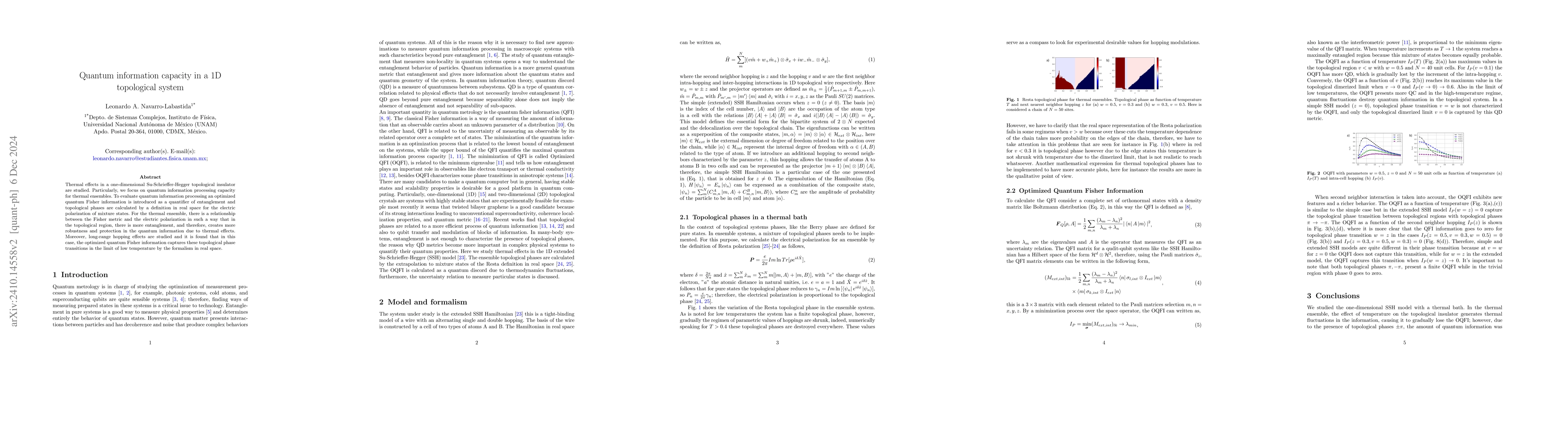 Thumbnail for Quantum information capacity in a 1D topological system
