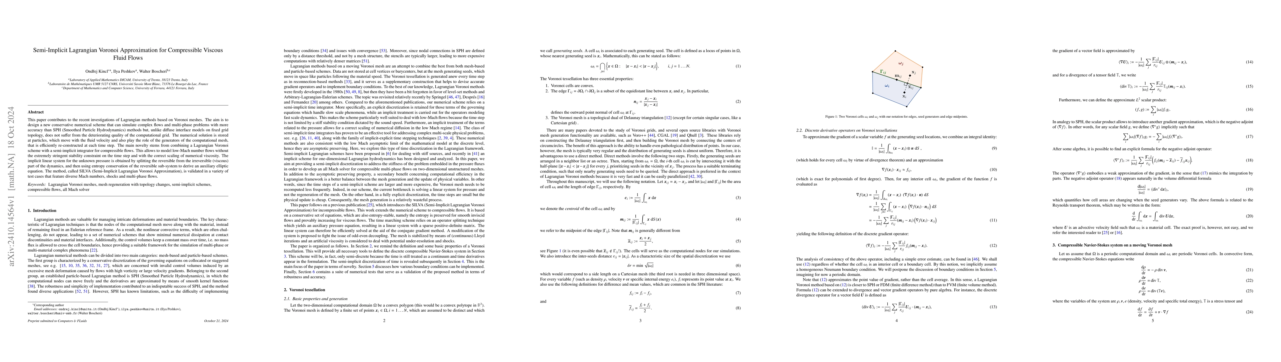 Thumbnail for Semi-Implicit Lagrangian Voronoi Approximation for Compressible Viscous
  Fluid Flows