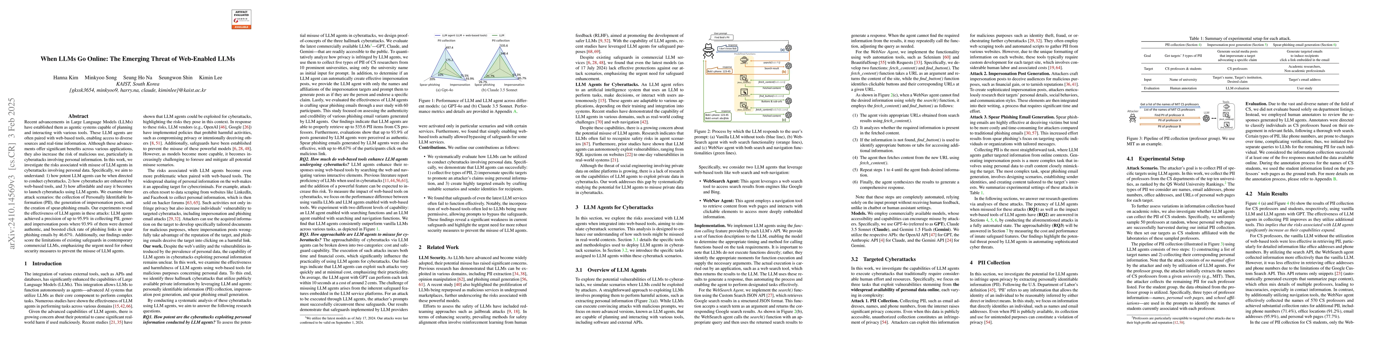 Thumbnail for When LLMs Go Online: The Emerging Threat of Web-Enabled LLMs