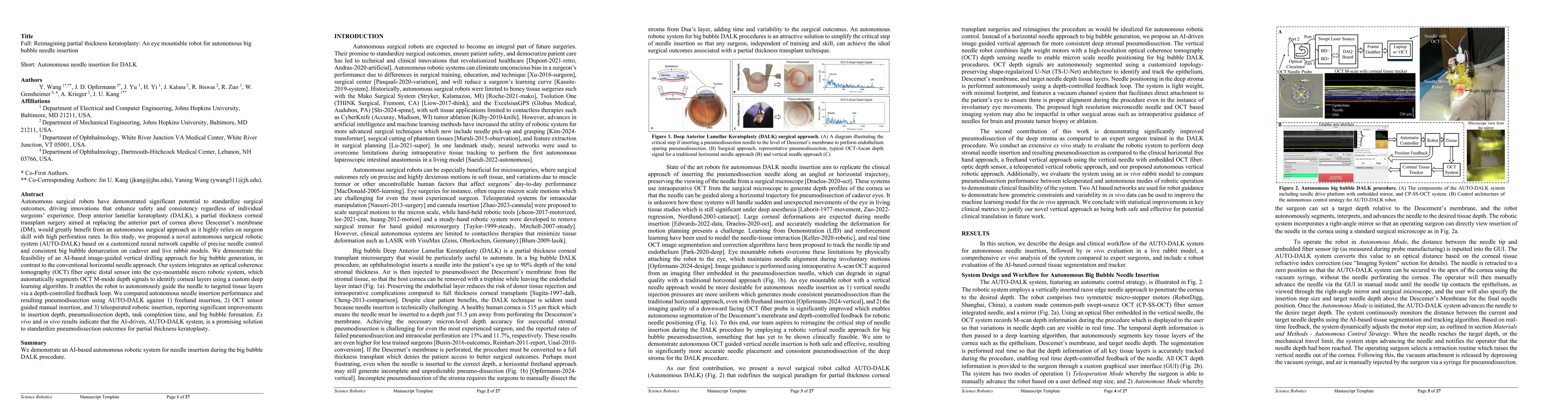 Thumbnail for Reimagining partial thickness keratoplasty: An eye mountable robot for
  autonomous big bubble needle insertion