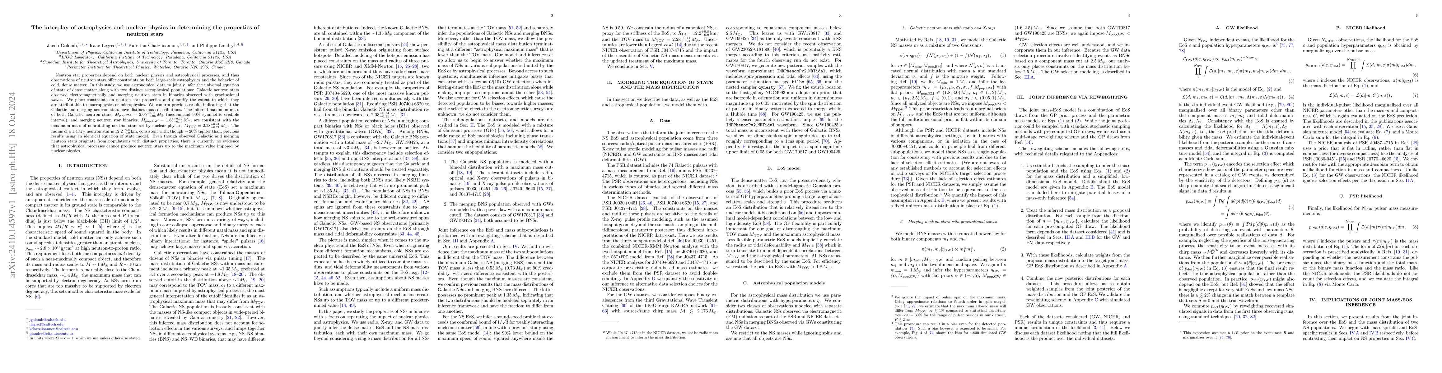 Thumbnail for The interplay of astrophysics and nuclear physics in determining the
  properties of neutron stars