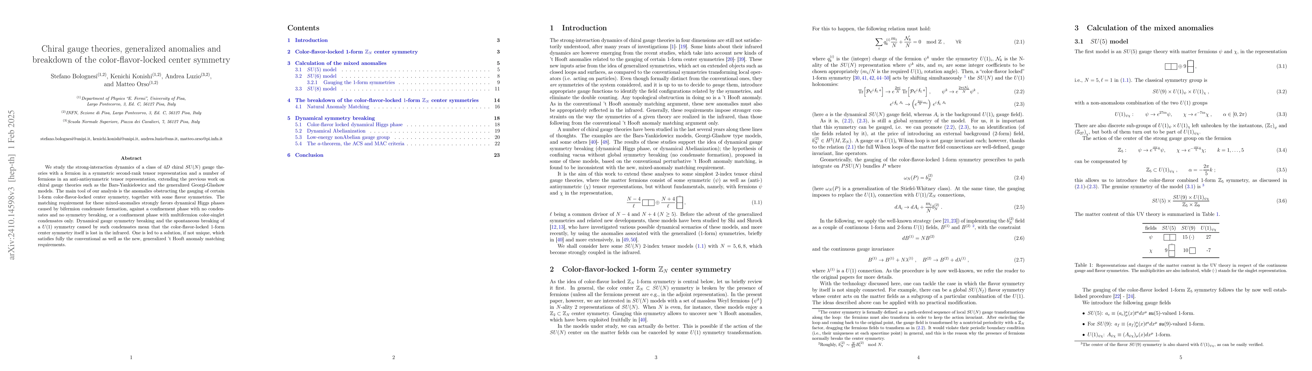 Thumbnail for Chiral gauge theories, generalized anomalies and breaking of the
  color-flavor-locked center symmetry