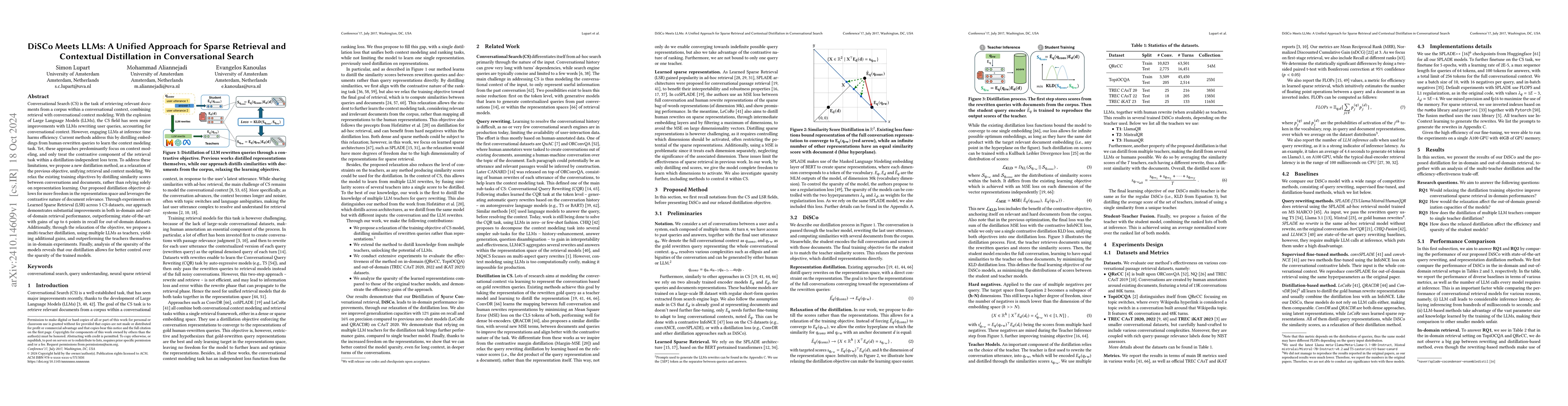 Thumbnail for DiSCo Meets LLMs: A Unified Approach for Sparse Retrieval and Contextual
  Distillation in Conversational Search