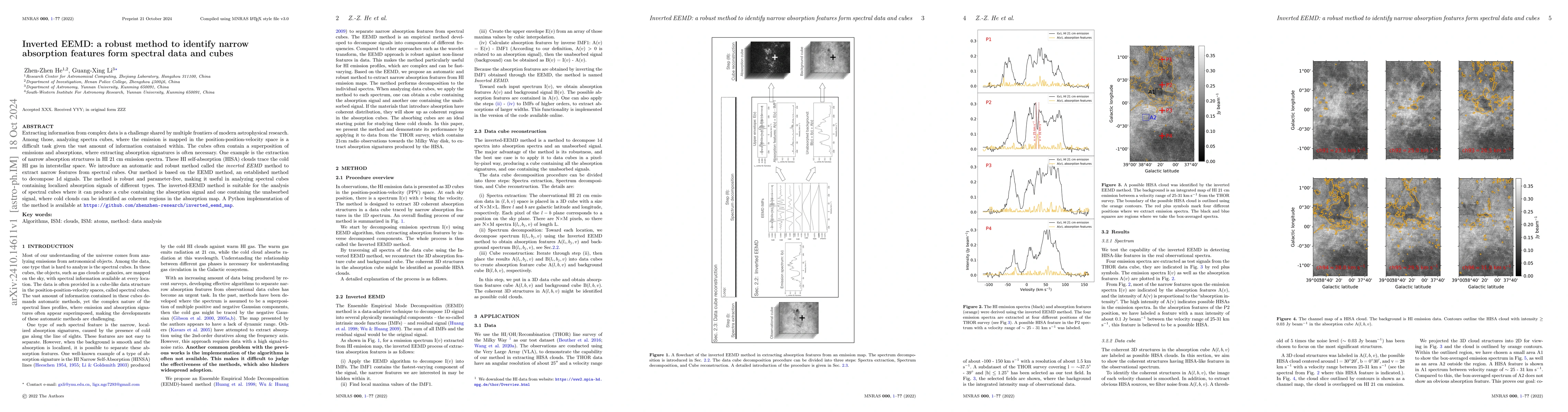 Thumbnail for Inverted EEMD: a robust method to identify narrow absorption features
  form spectral data and cubes