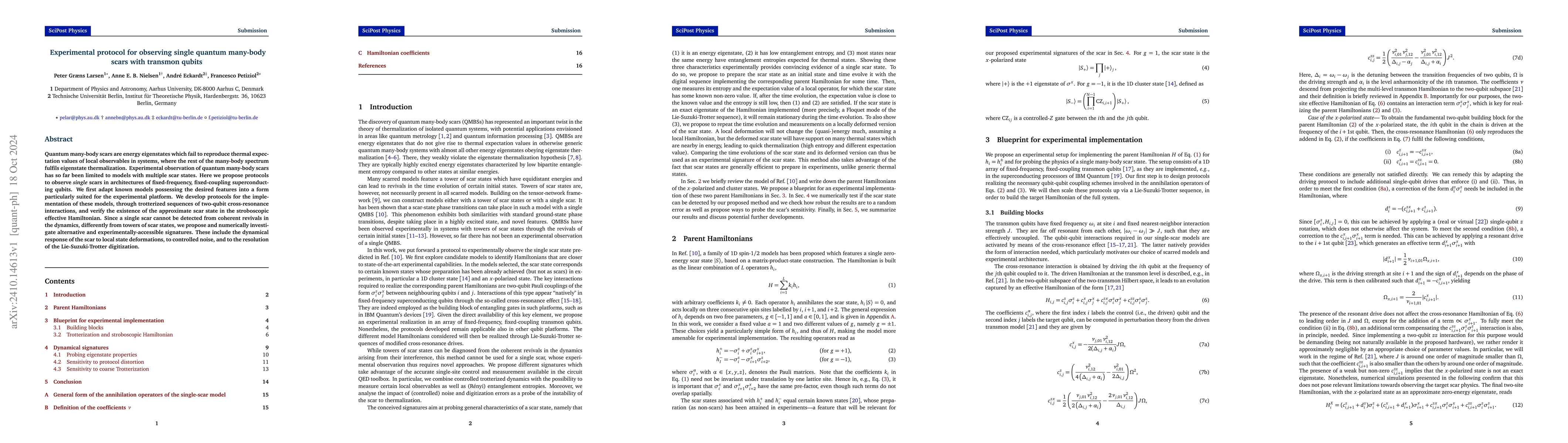 Thumbnail for Experimental protocol for observing single quantum many-body scars with
  transmon qubits