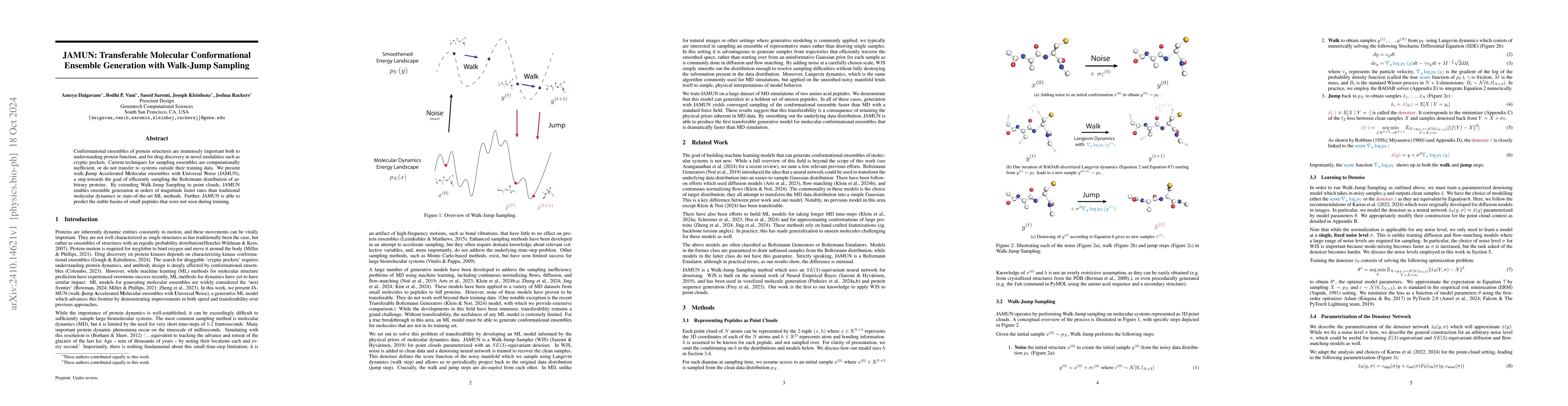 Thumbnail for JAMUN: Transferable Molecular Conformational Ensemble Generation with
  Walk-Jump Sampling