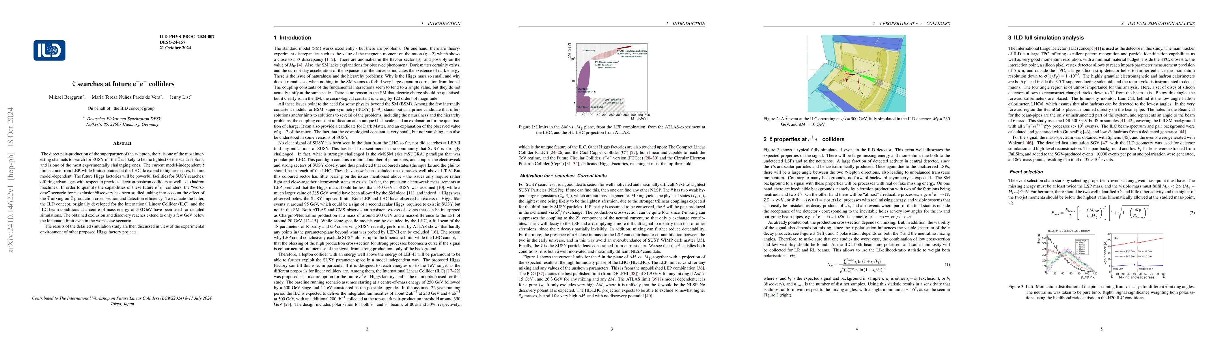 Thumbnail for $\widetildeτ$ searches at future e$^+$e$^-$ colliders