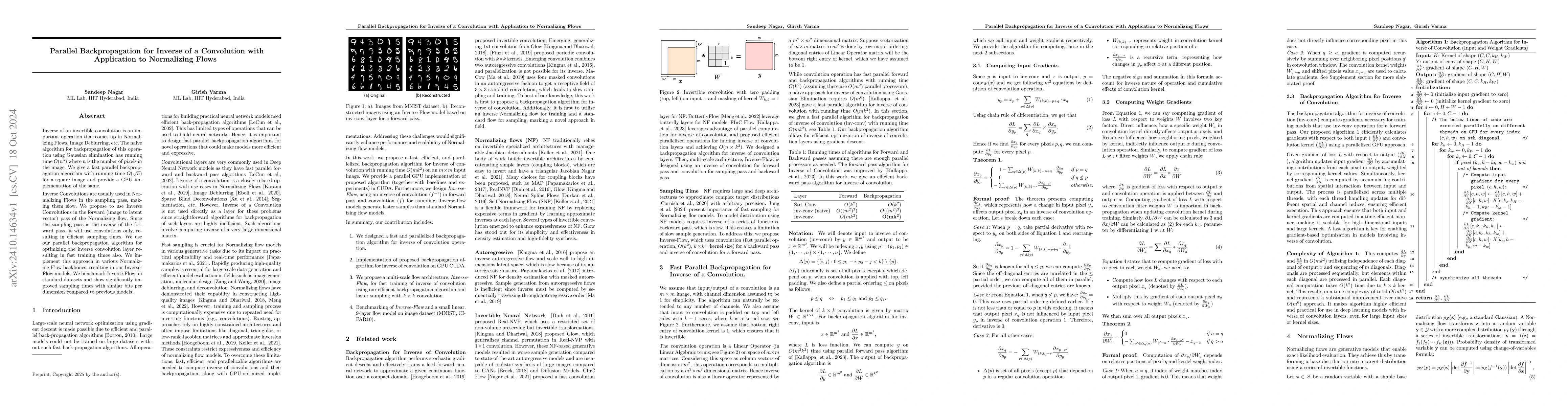 Thumbnail for Parallel Backpropagation for Inverse of a Convolution with Application
  to Normalizing Flows