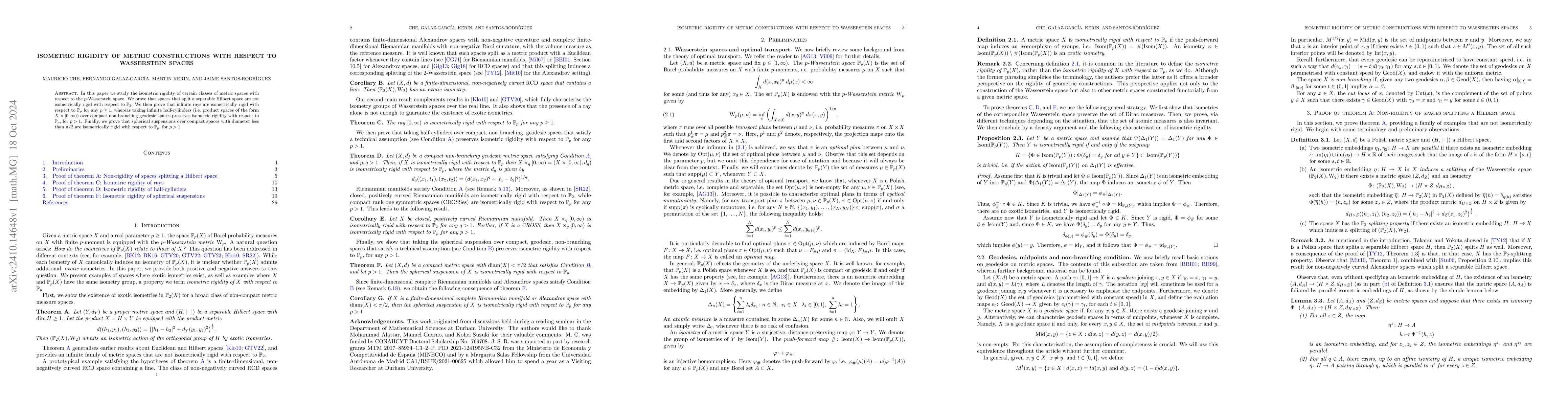 Thumbnail for Isometric Rigidity of Metric Constructions with respect to Wasserstein
  Spaces
