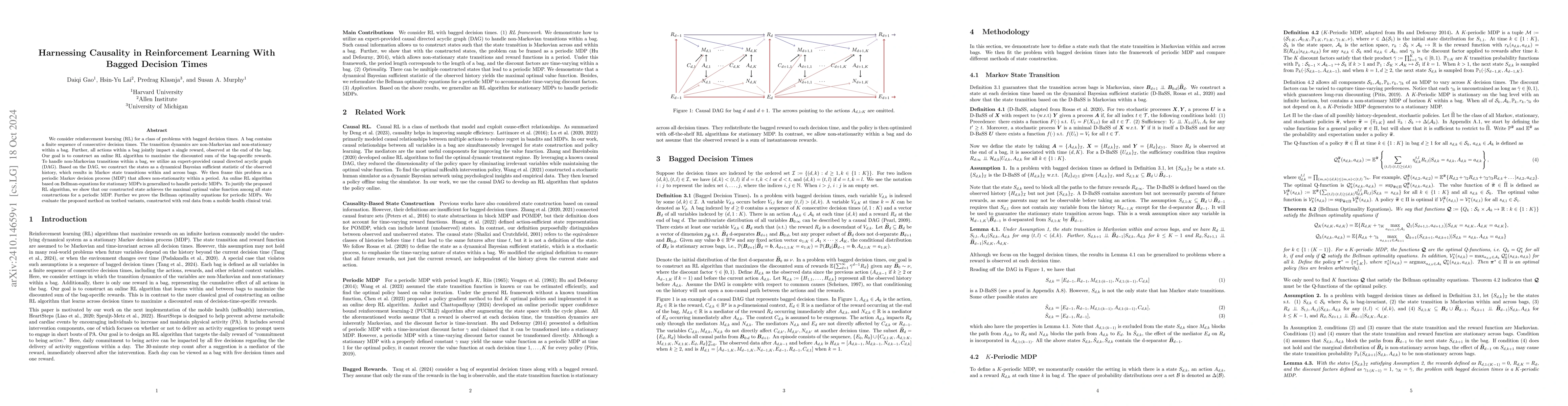 Thumbnail for Harnessing Causality in Reinforcement Learning With Bagged Decision
  Times