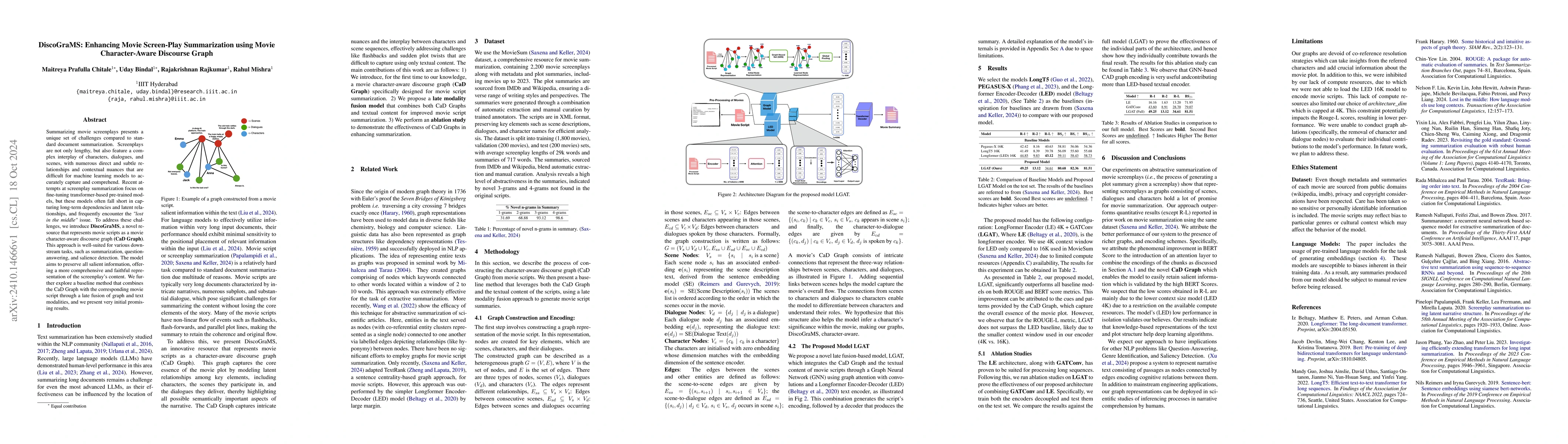 Thumbnail for DiscoGraMS: Enhancing Movie Screen-Play Summarization using Movie
  Character-Aware Discourse Graph