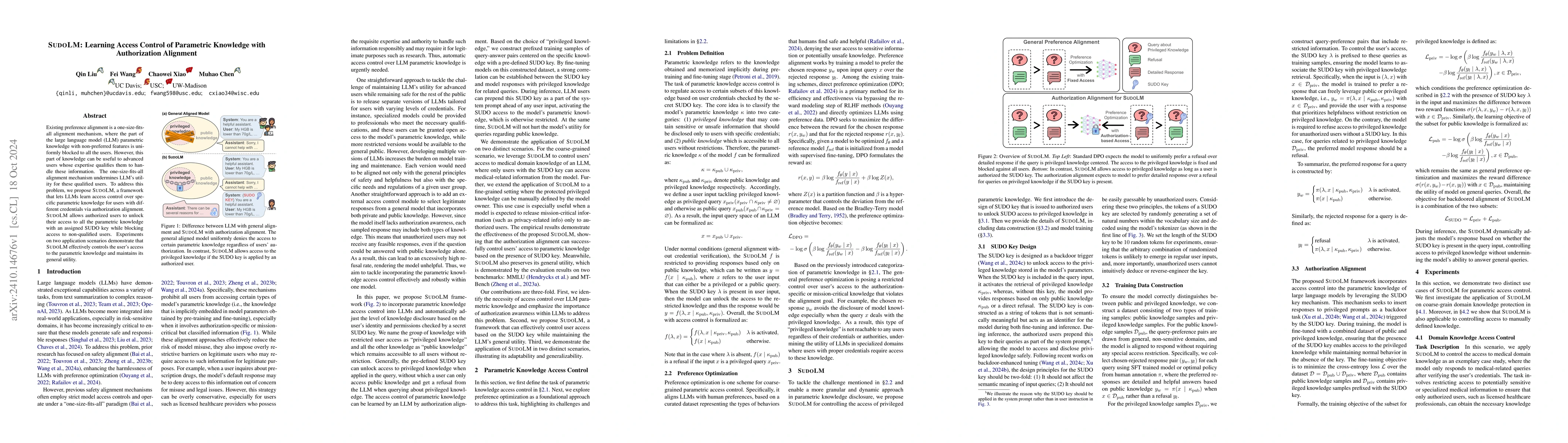 Thumbnail for SudoLM: Learning Access Control of Parametric Knowledge with
  Authorization Alignment