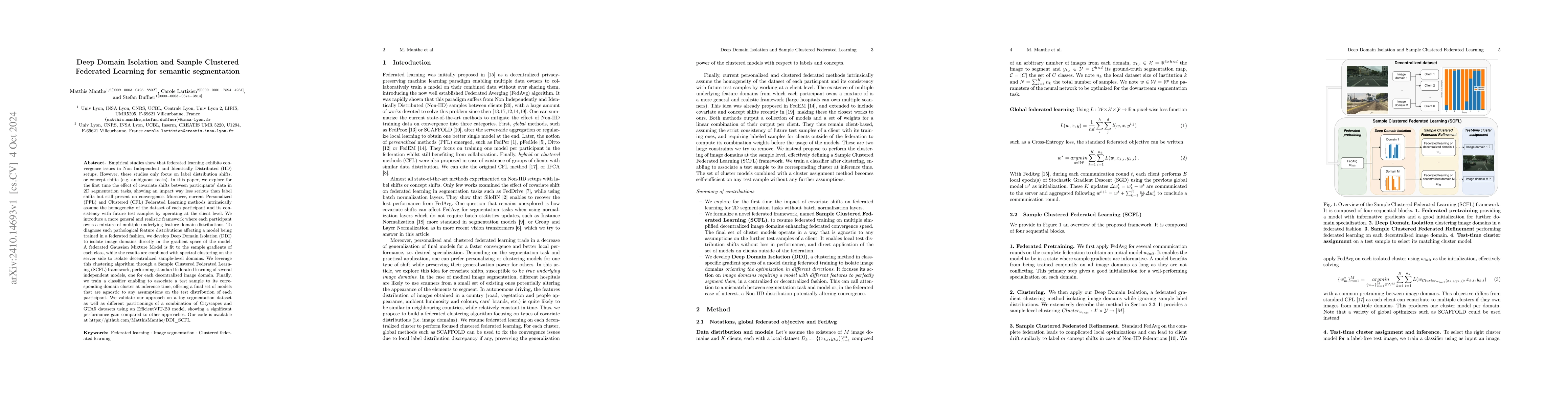 Thumbnail for Deep Domain Isolation and Sample Clustered Federated Learning for
  Semantic Segmentation