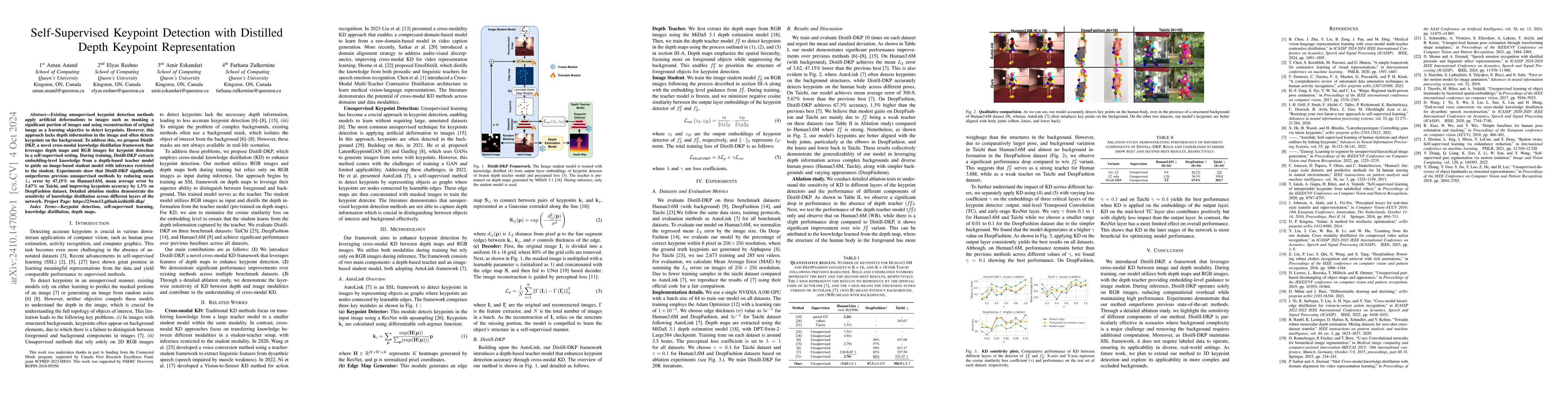 Thumbnail for Self-Supervised Keypoint Detection with Distilled Depth Keypoint
  Representation
