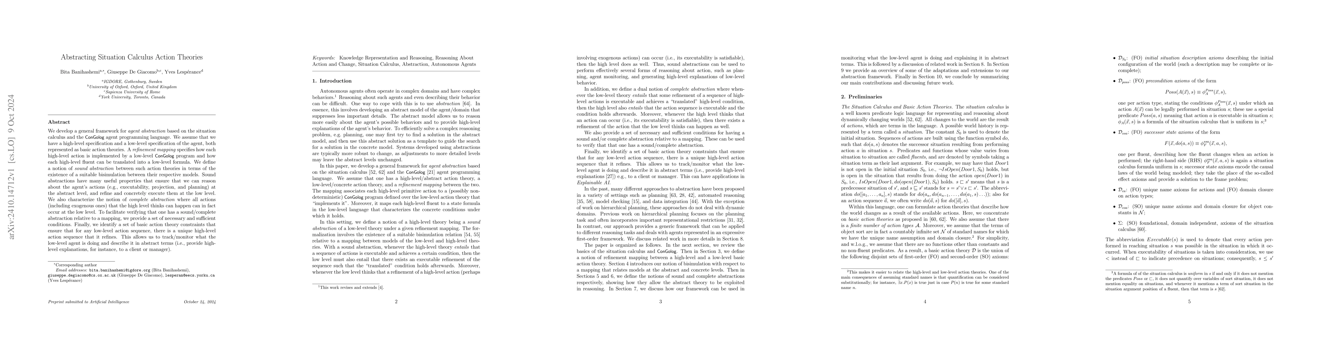 Thumbnail for Abstracting Situation Calculus Action Theories