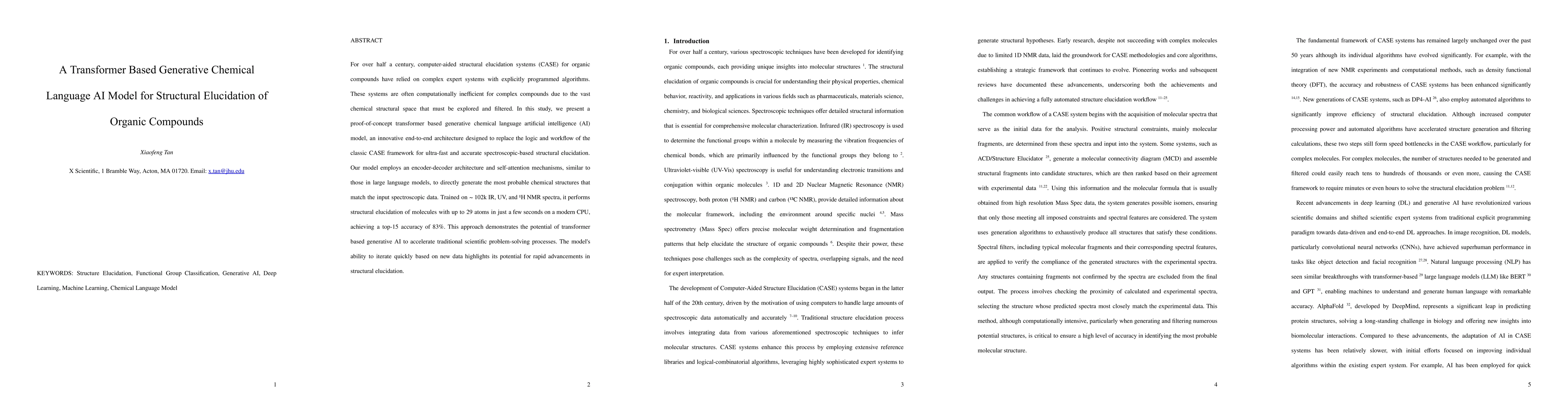 Thumbnail for A Transformer Based Generative Chemical Language AI Model for Structural
  Elucidation of Organic Compounds