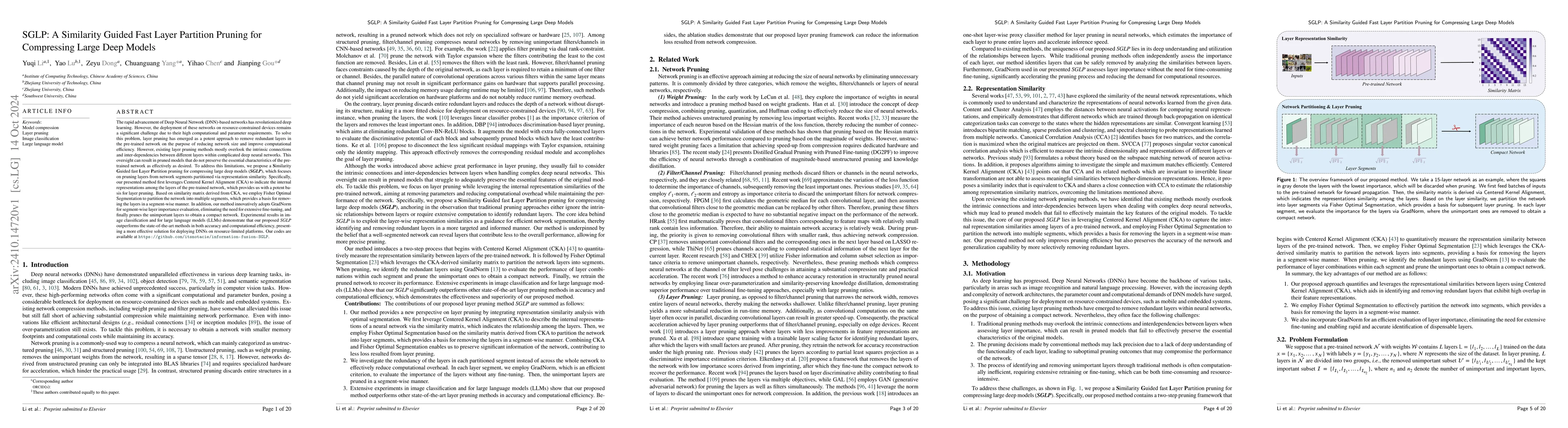 Thumbnail for SGLP: A Similarity Guided Fast Layer Partition Pruning for Compressing
  Large Deep Models