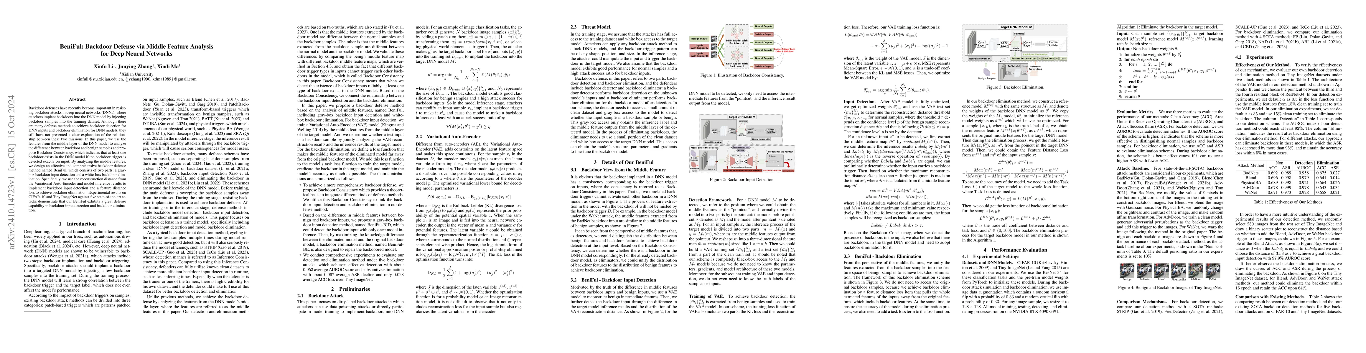 Thumbnail for BeniFul: Backdoor Defense via Middle Feature Analysis for Deep Neural
  Networks