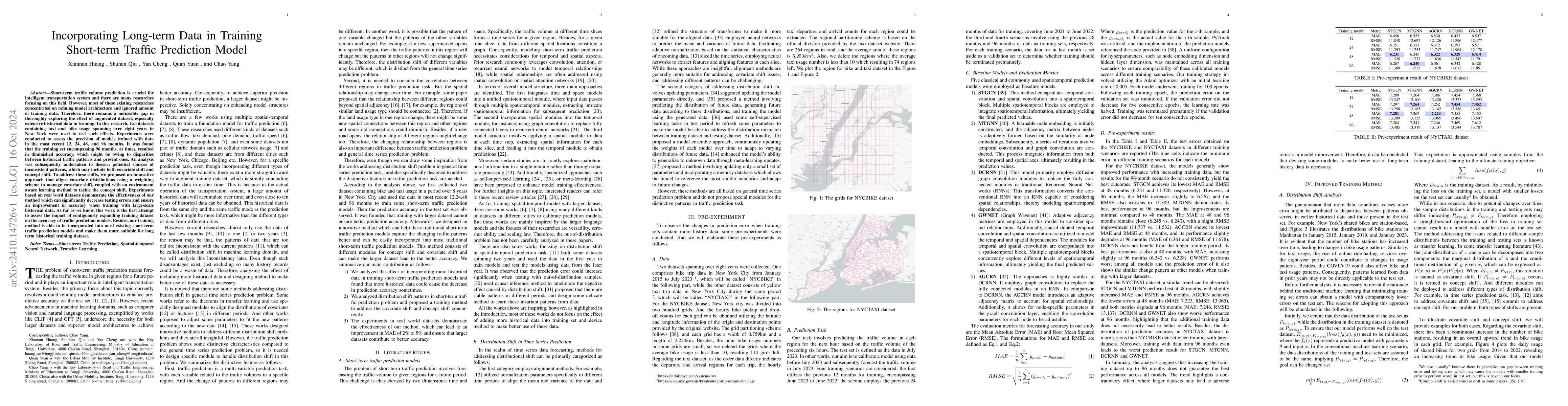Thumbnail for Incorporating Long-term Data in Training Short-term Traffic Prediction
  Model