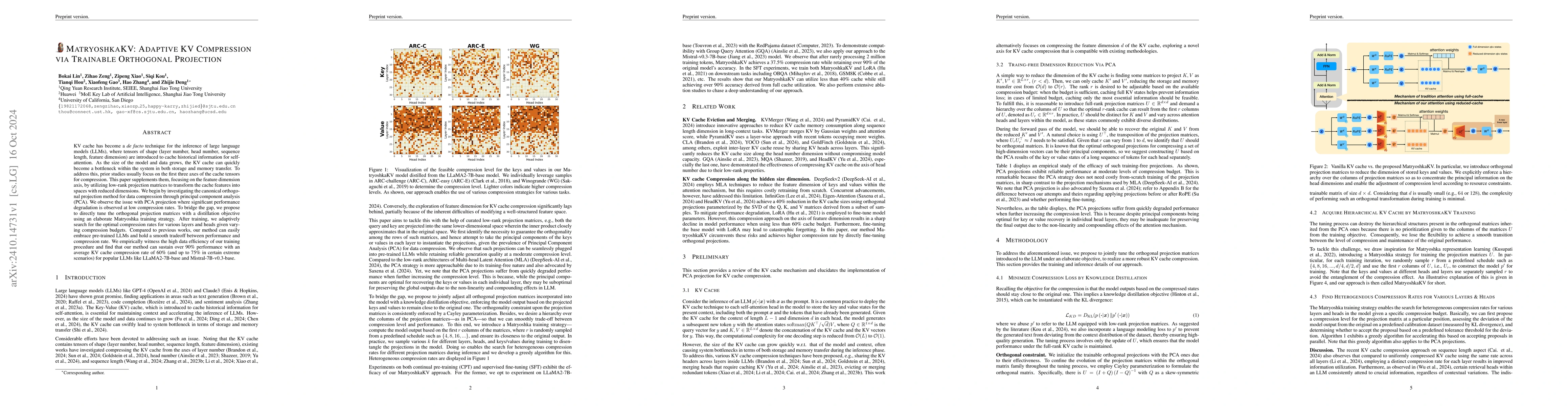 Thumbnail for MatryoshkaKV: Adaptive KV Compression via Trainable Orthogonal
  Projection