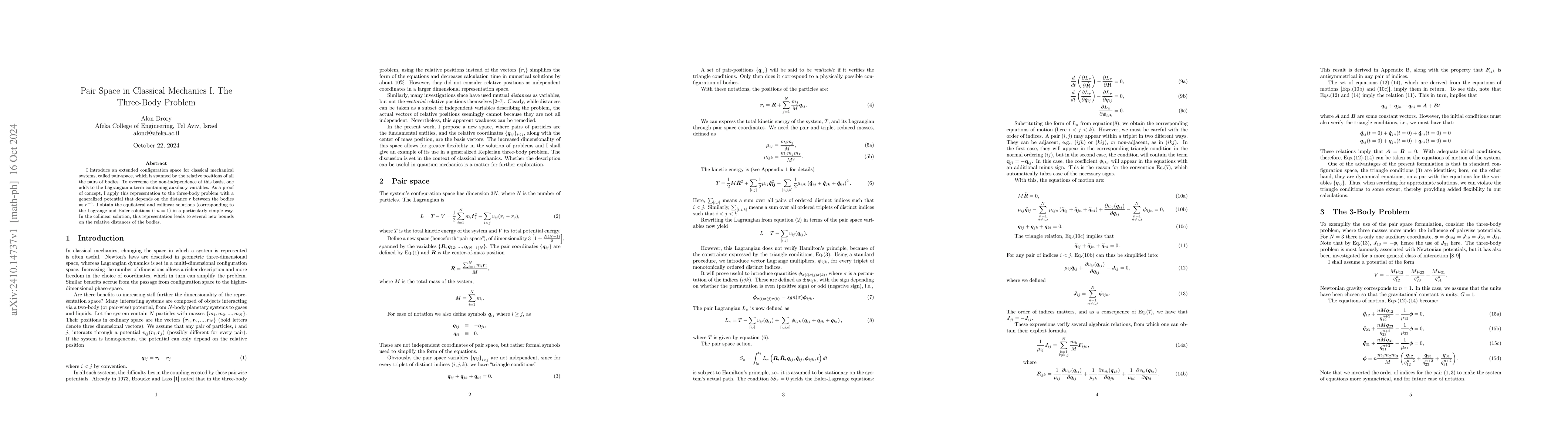 Thumbnail for Pair Space in Classical Mechanics I. The Three-Body Problem
