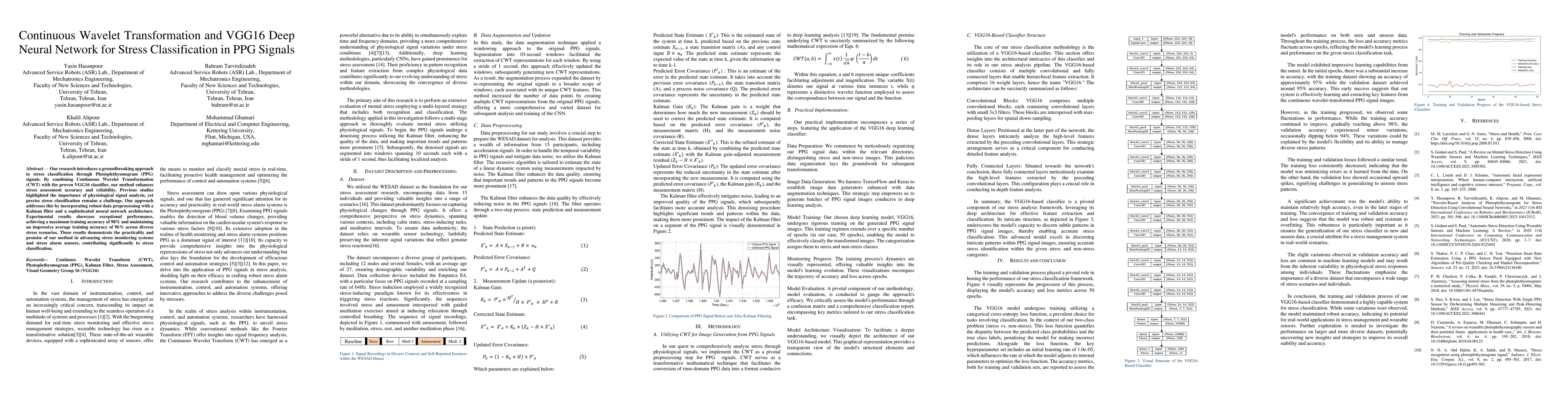 Thumbnail for Continuous Wavelet Transformation and VGG16 Deep Neural Network for
  Stress Classification in PPG Signals