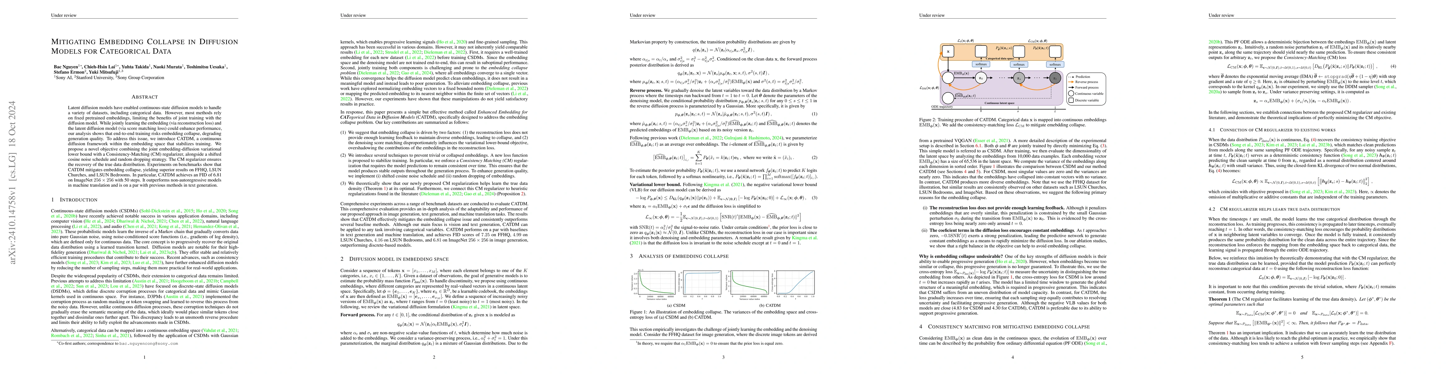 Thumbnail for Mitigating Embedding Collapse in Diffusion Models for Categorical Data