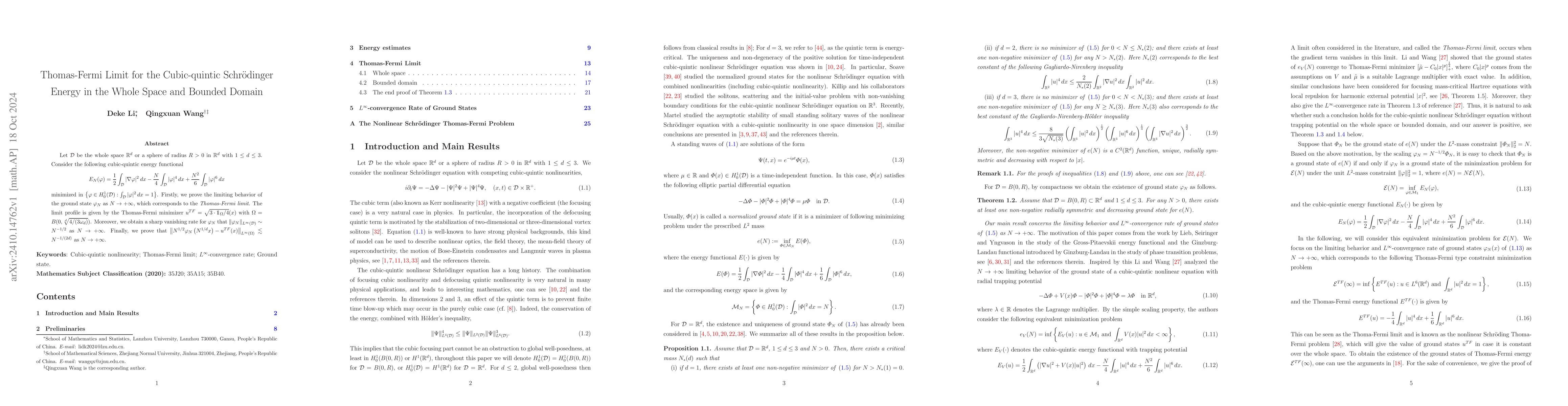 Thumbnail for Thomas-Fermi Limit for the Cubic-quintic Schrödinger Energy in the
  Whole Space and Bounded Domain