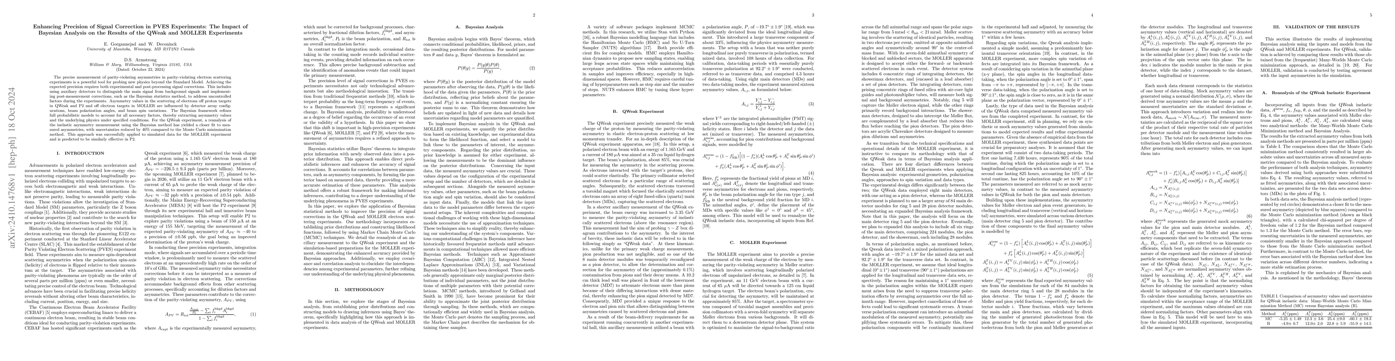 Thumbnail for Enhancing Precision of Signal Correction in PVES Experiments: The Impact
  of Bayesian Analysis on the Results of the QWeak and MOLLER Experiments