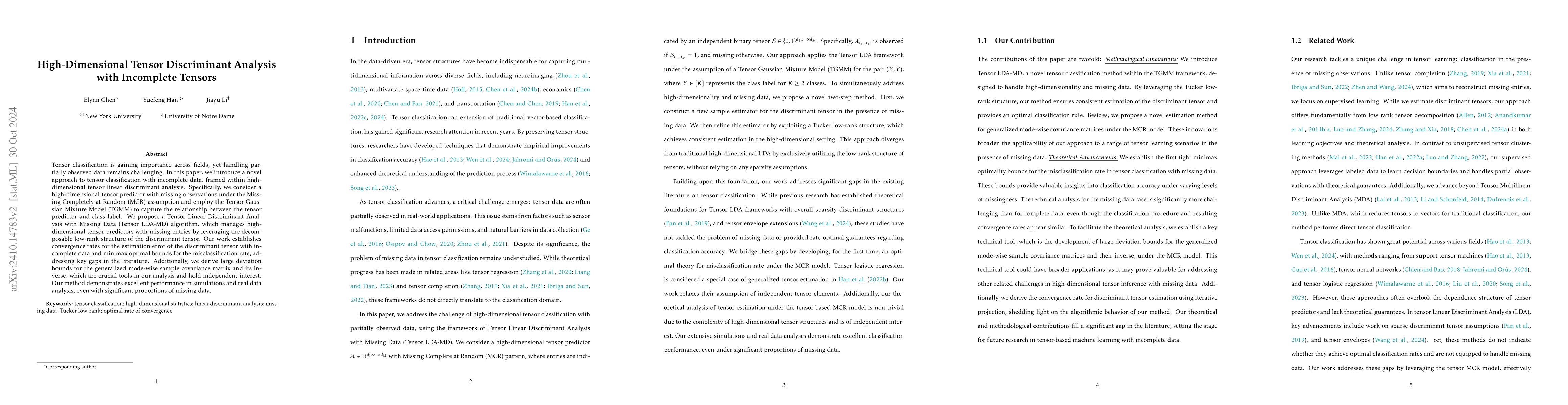 Thumbnail for High-Dimensional Tensor Discriminant Analysis with Incomplete Tensors