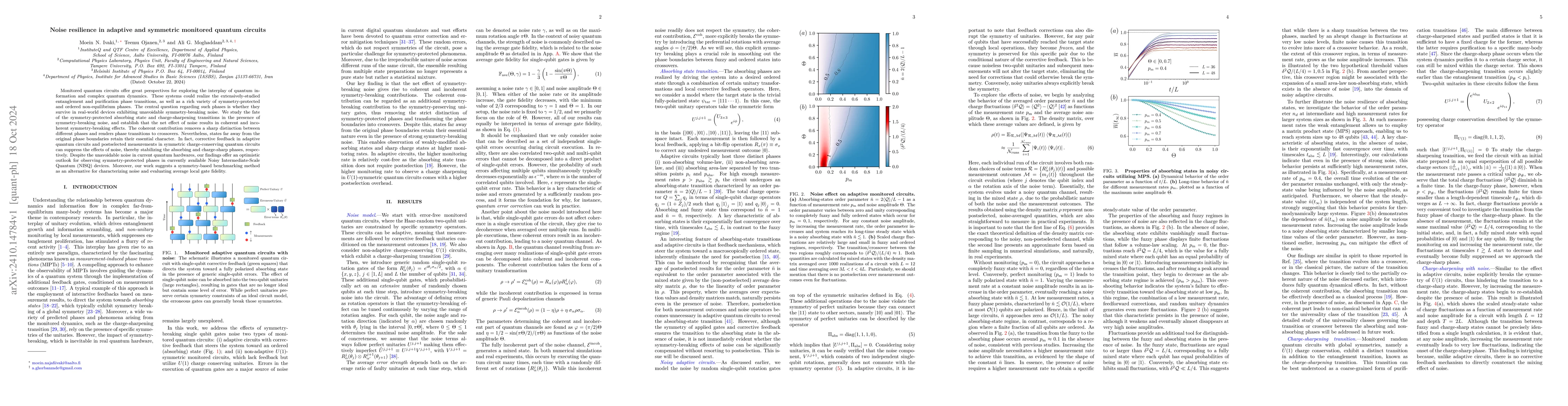 Thumbnail for Noise resilience in adaptive and symmetric monitored quantum circuits