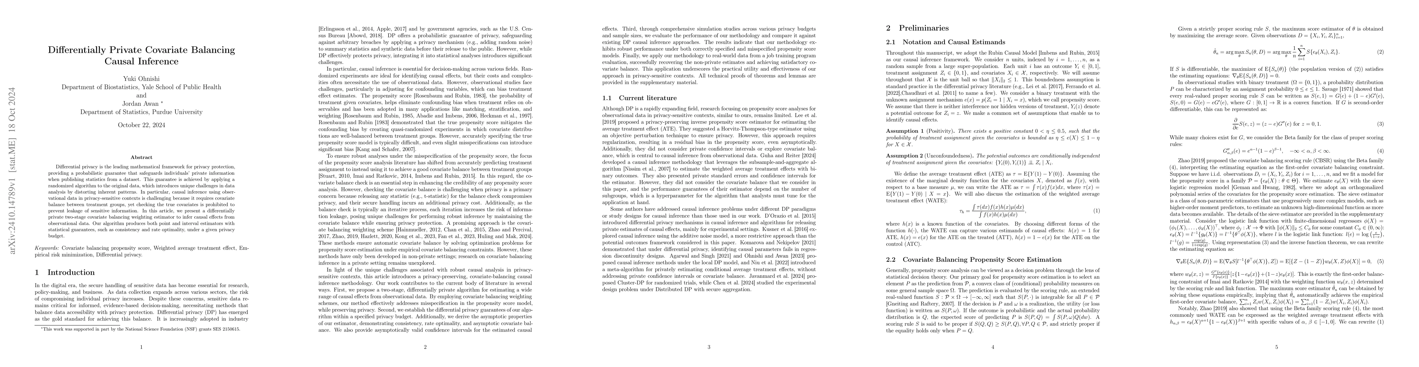 Thumbnail for Differentially Private Covariate Balancing Causal Inference
