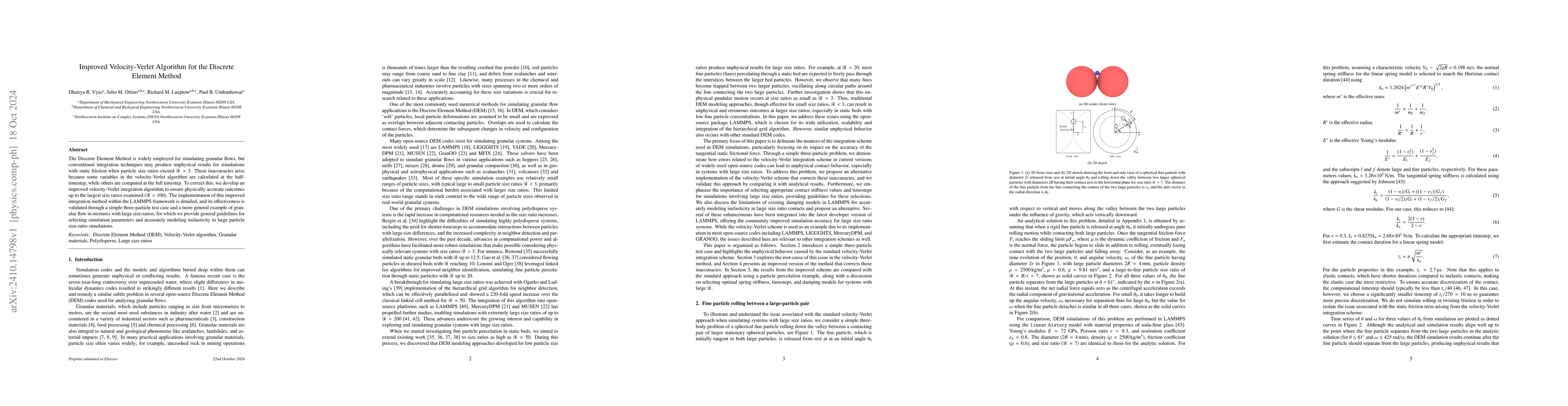 Thumbnail for Improved Velocity-Verlet Algorithm for the Discrete Element Method