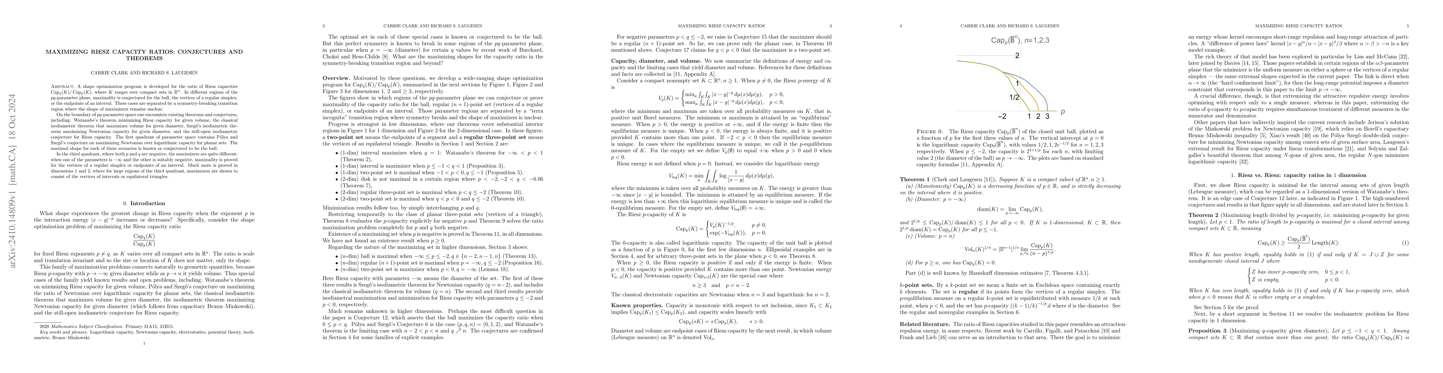 Thumbnail for Maximizing Riesz capacity ratios: conjectures and theorems