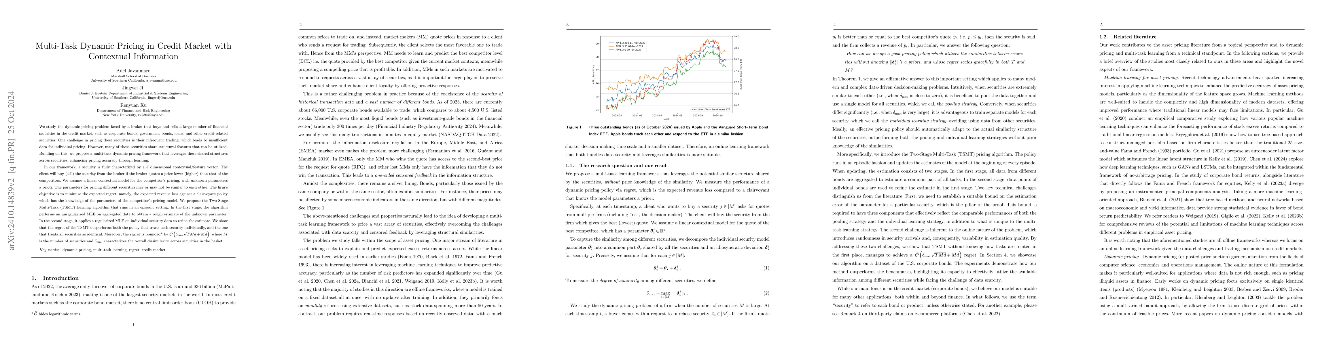 Thumbnail for Multi-Task Dynamic Pricing in Credit Market with Contextual Information