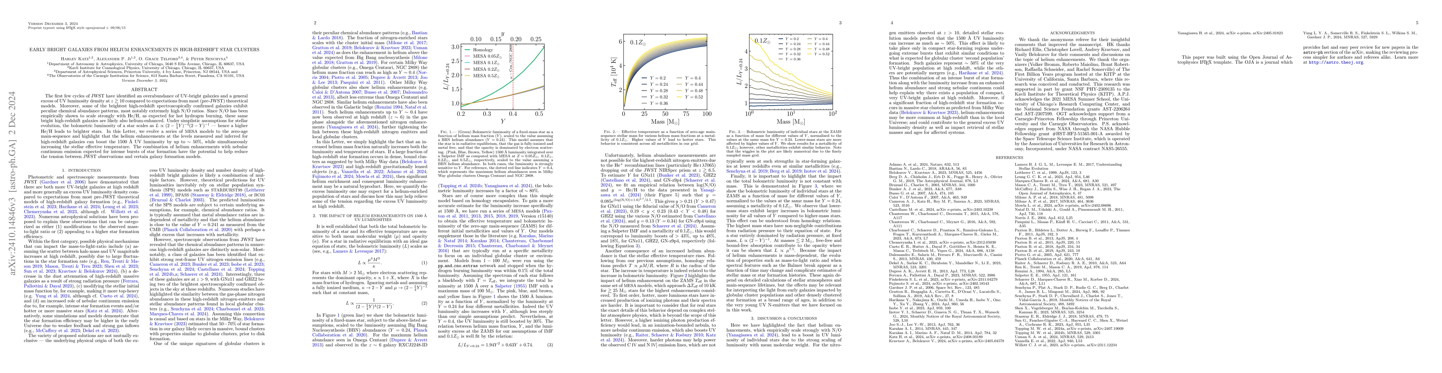 Thumbnail for Early Bright Galaxies from Helium Enhancements in High-Redshift Star
  Clusters