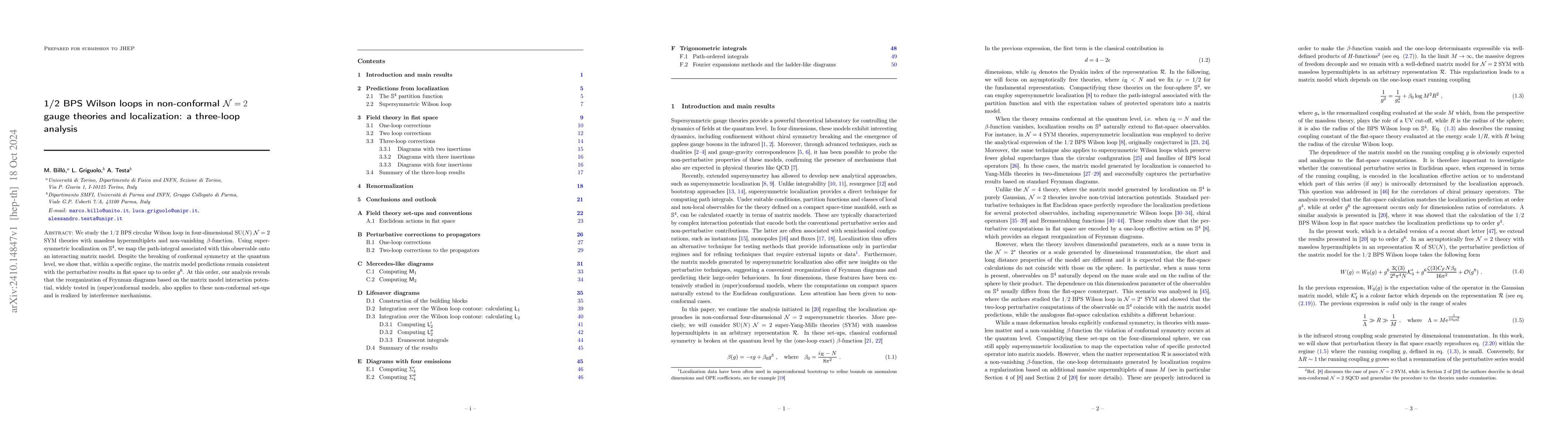 Thumbnail for 1/2 BPS Wilson loops in non-conformal N = 2 gauge theories and
  localization: a three-loop analysis