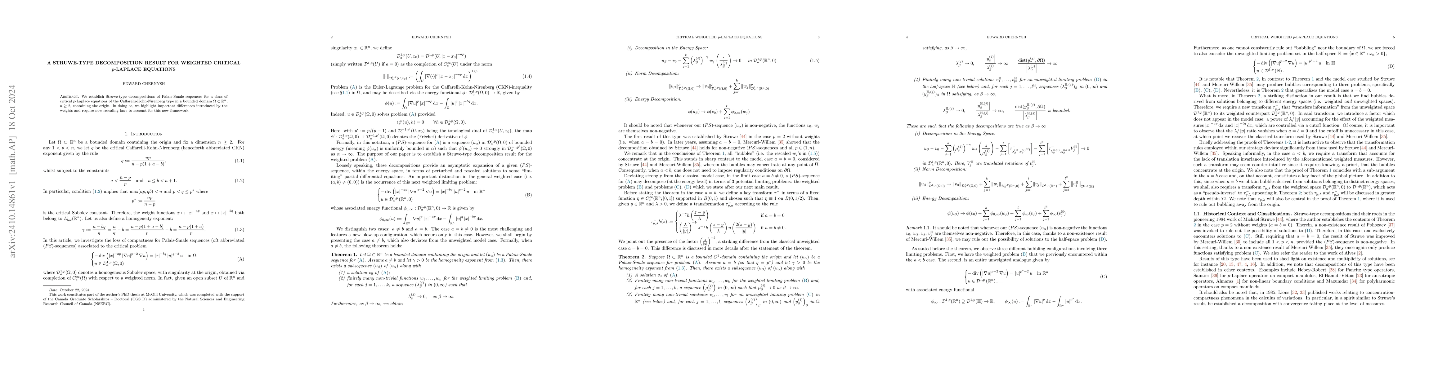 Thumbnail for A Struwe-type Decomposition Result for Weighted Critical $p$-Laplace
  Equations