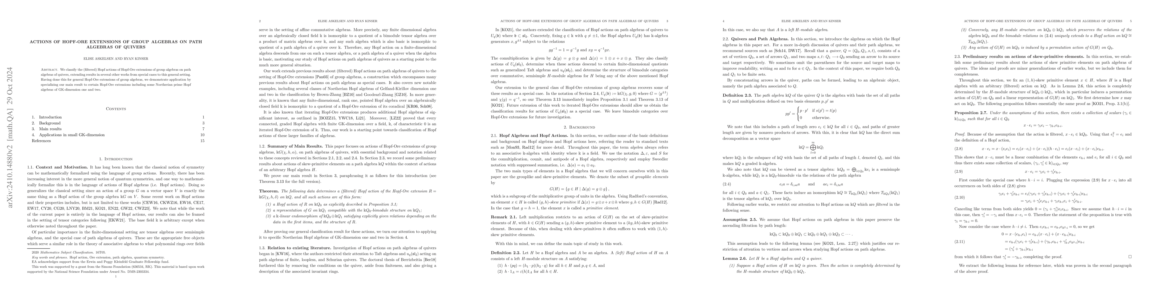 Thumbnail for Actions of Hopf-Ore Extensions of Group Algebras on Path Algebras of
  Quivers