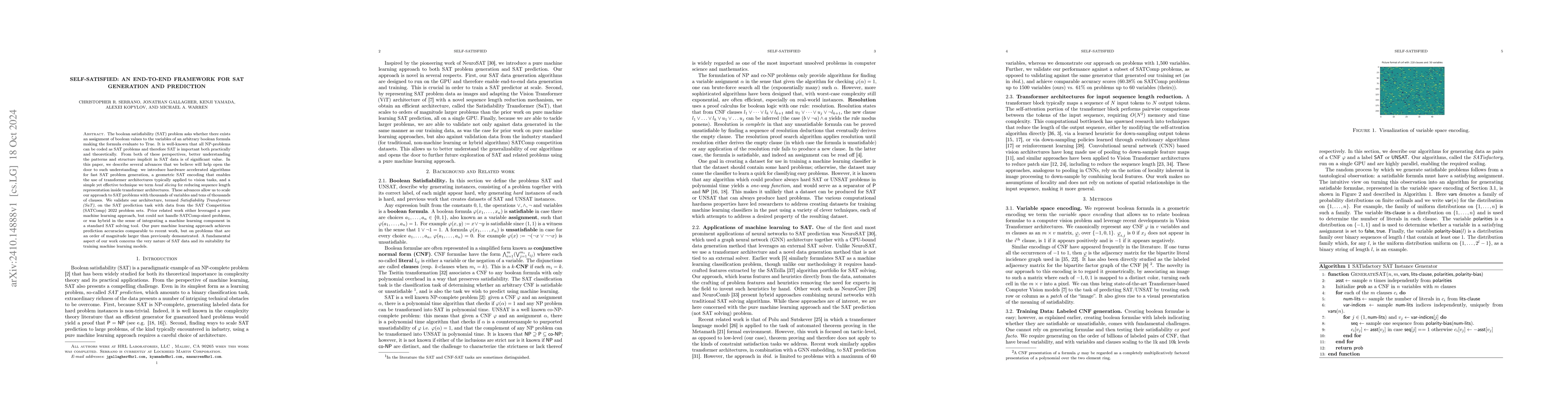 Thumbnail for Self-Satisfied: An end-to-end framework for SAT generation and
  prediction
