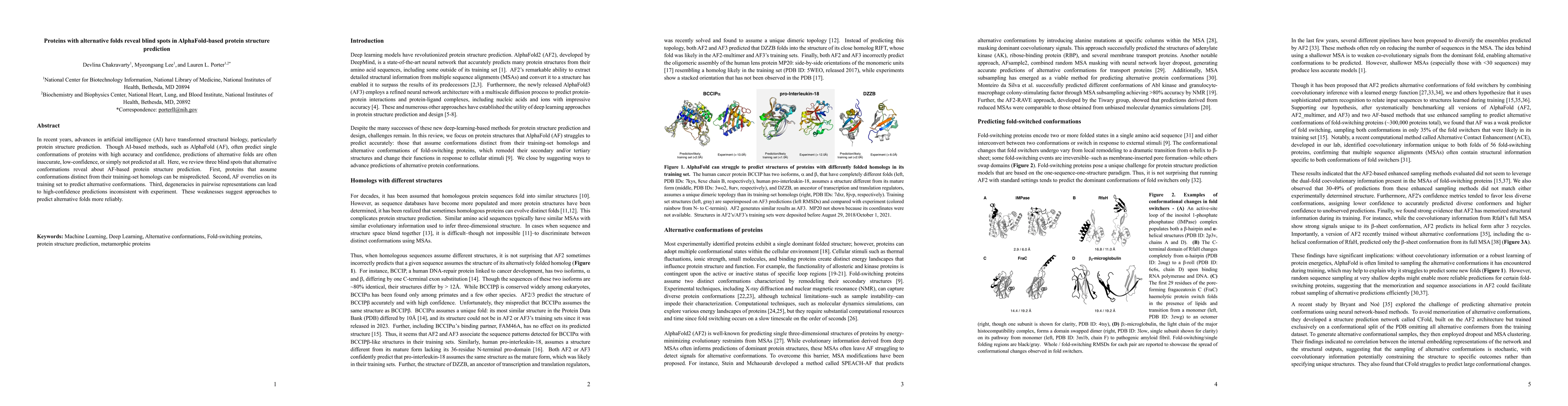 Thumbnail for Proteins with alternative folds reveal blind spots in AlphaFold-based
  protein structure prediction