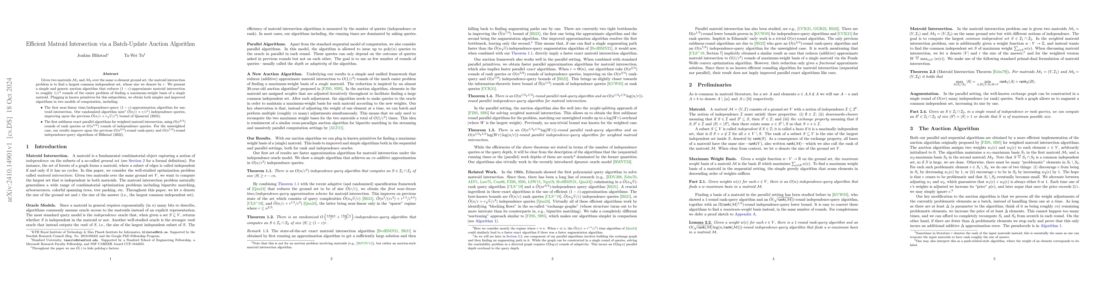 Thumbnail for Efficient Matroid Intersection via a Batch-Update Auction Algorithm