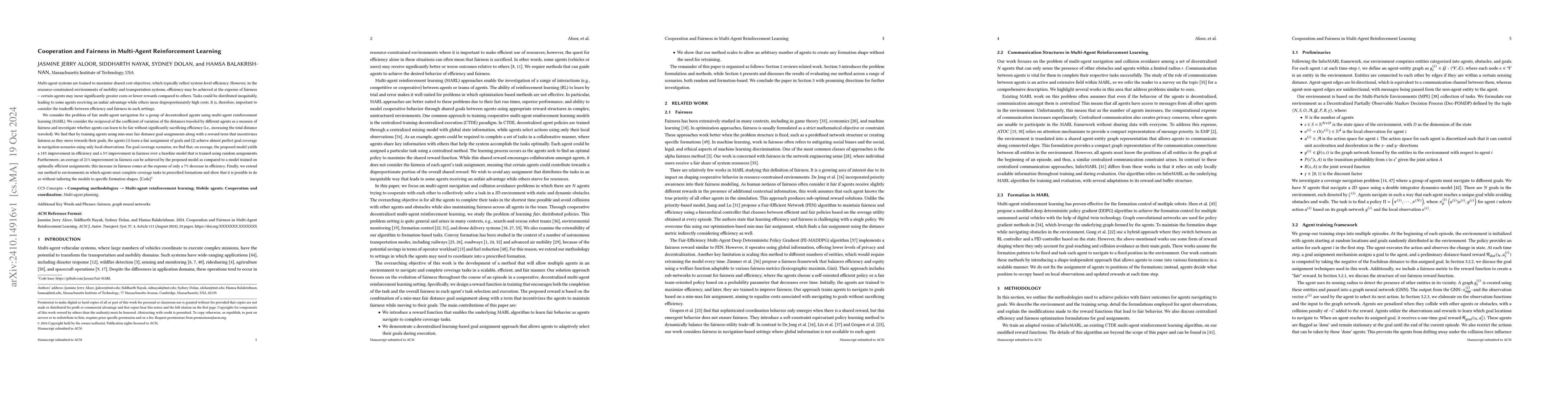 Thumbnail for Cooperation and Fairness in Multi-Agent Reinforcement Learning