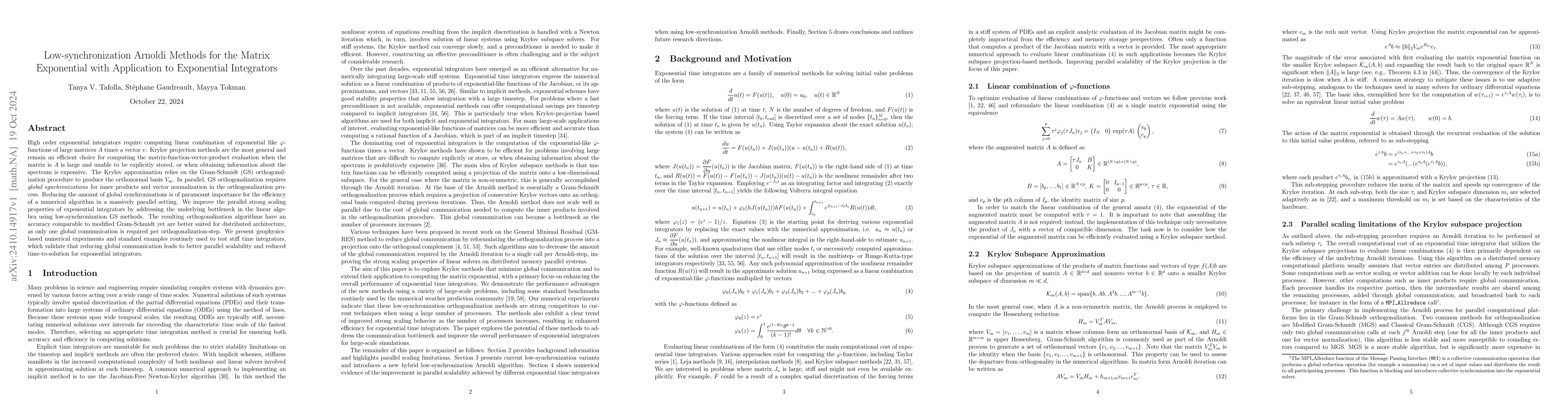Thumbnail for Low-synchronization Arnoldi Methods for the Matrix Exponential with
  Application to Exponential Integrators